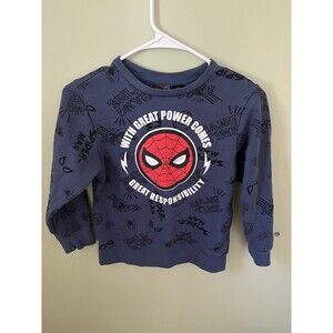 Marvel Boys Spider Man Sweatshirt Crew Neck Pullover Blue Size Small